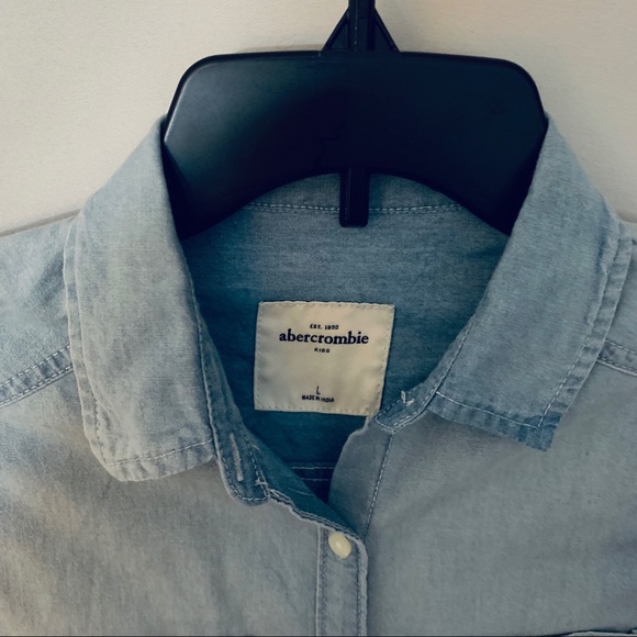 Abercrombie Kids Girls Shirt Chambray Sz L Collar - Picture 2 of 8